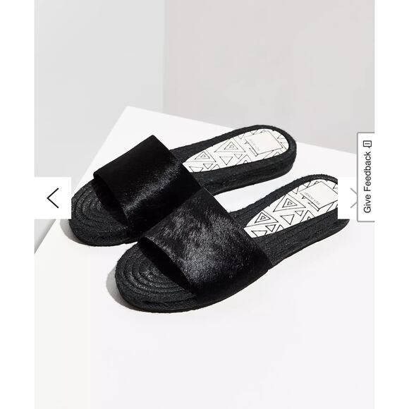 Dolce‎ Vita Vonn Calf Hair Black Espadrille Slide Sandals New Size 7 - Picture 1 of 6